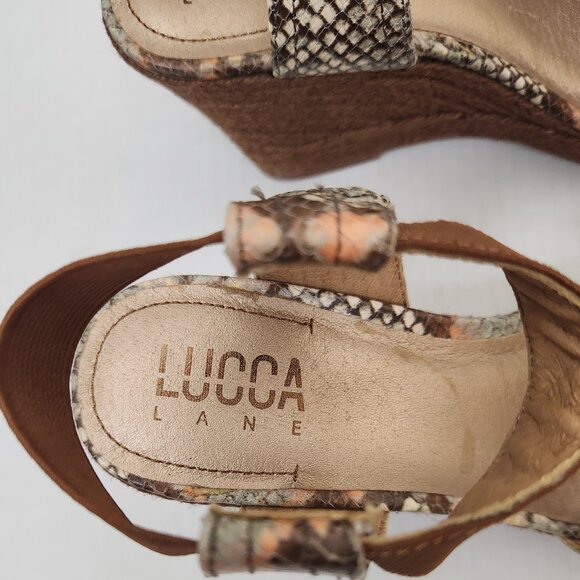 Lucca Lane Size 9.5 Leather Casual Ankle Wedge Espadrilles Emmalyn Sandals - Picture 3 of 8